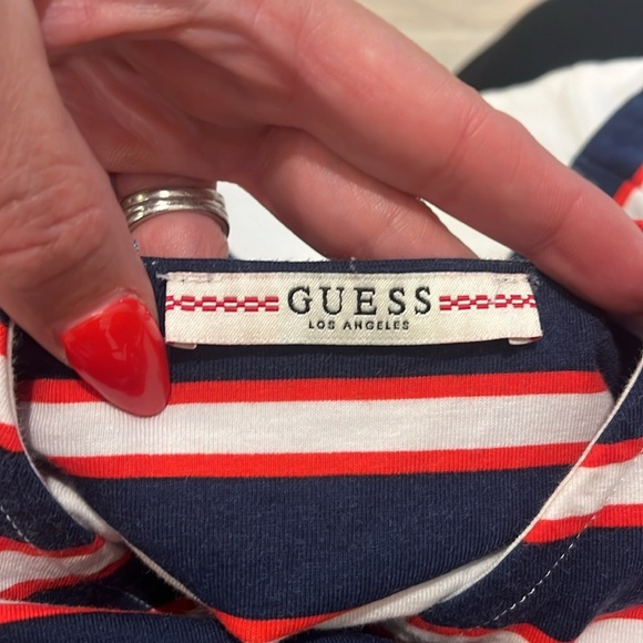 GUESS vintage women's crop top tank sleeveless Cherry red striped size S fitted - Picture 6 of 7
